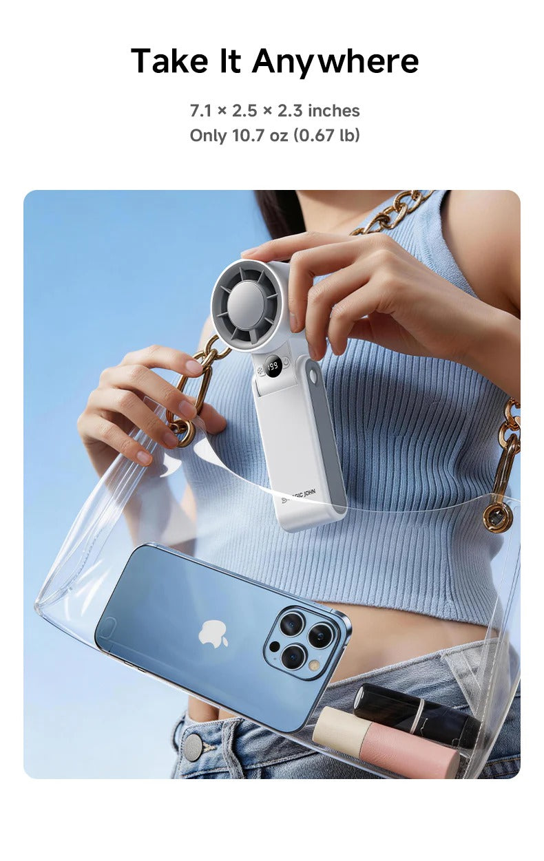 Smart Pocket Fan – LED Screen and Foldable Design